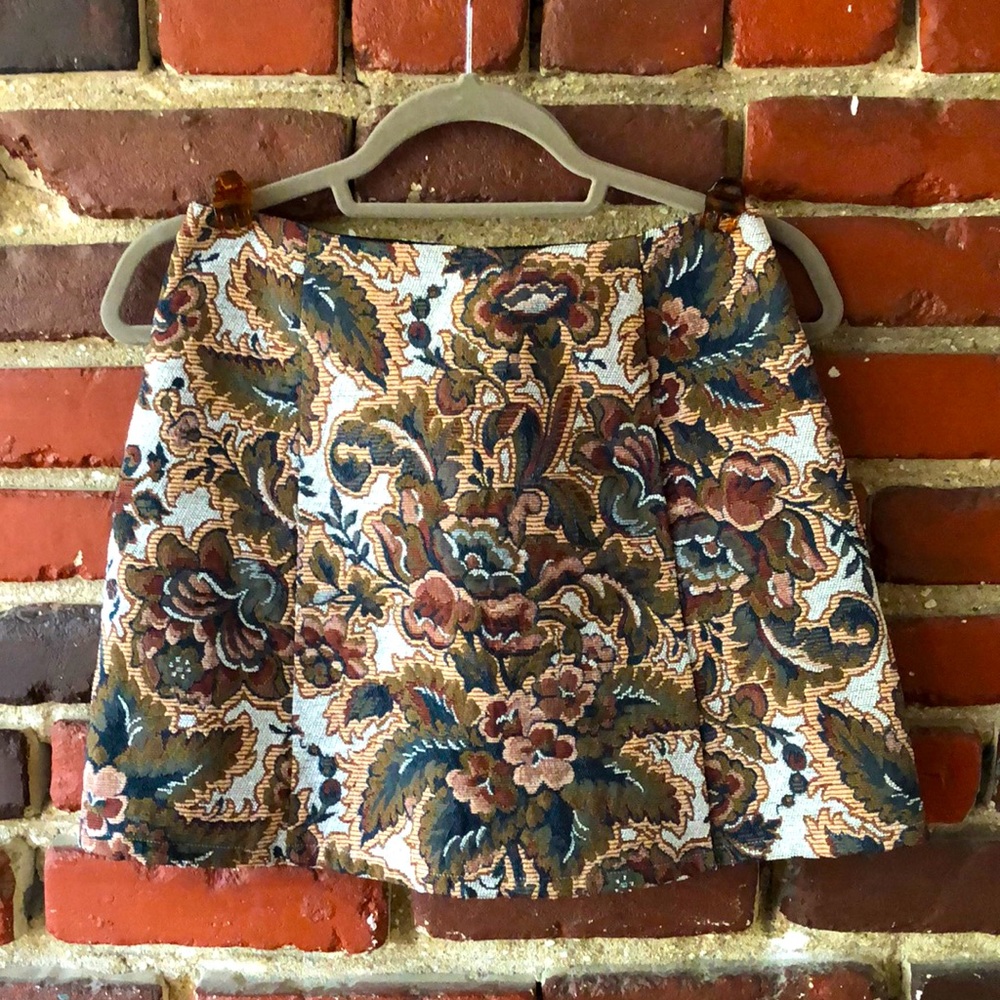 Reformation tapestry print mini skirt